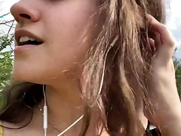 Sexy brunette teen outdoor masturbation