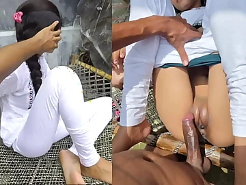 A Desi hottie with a unmixed Indian arse gets insane in risky alfresco hook-up with a nasty boy