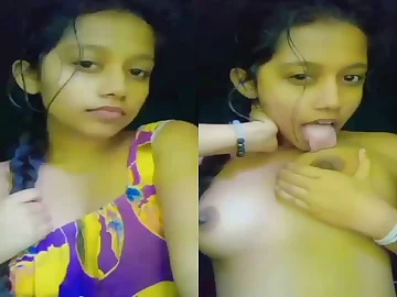Srilankan teen gets wild with will not hear of boobs and tight pussy
