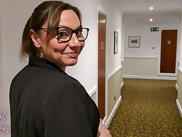 Hot MILF all round big natural tits gets seduced by motor hotel chief honcho and gets showered